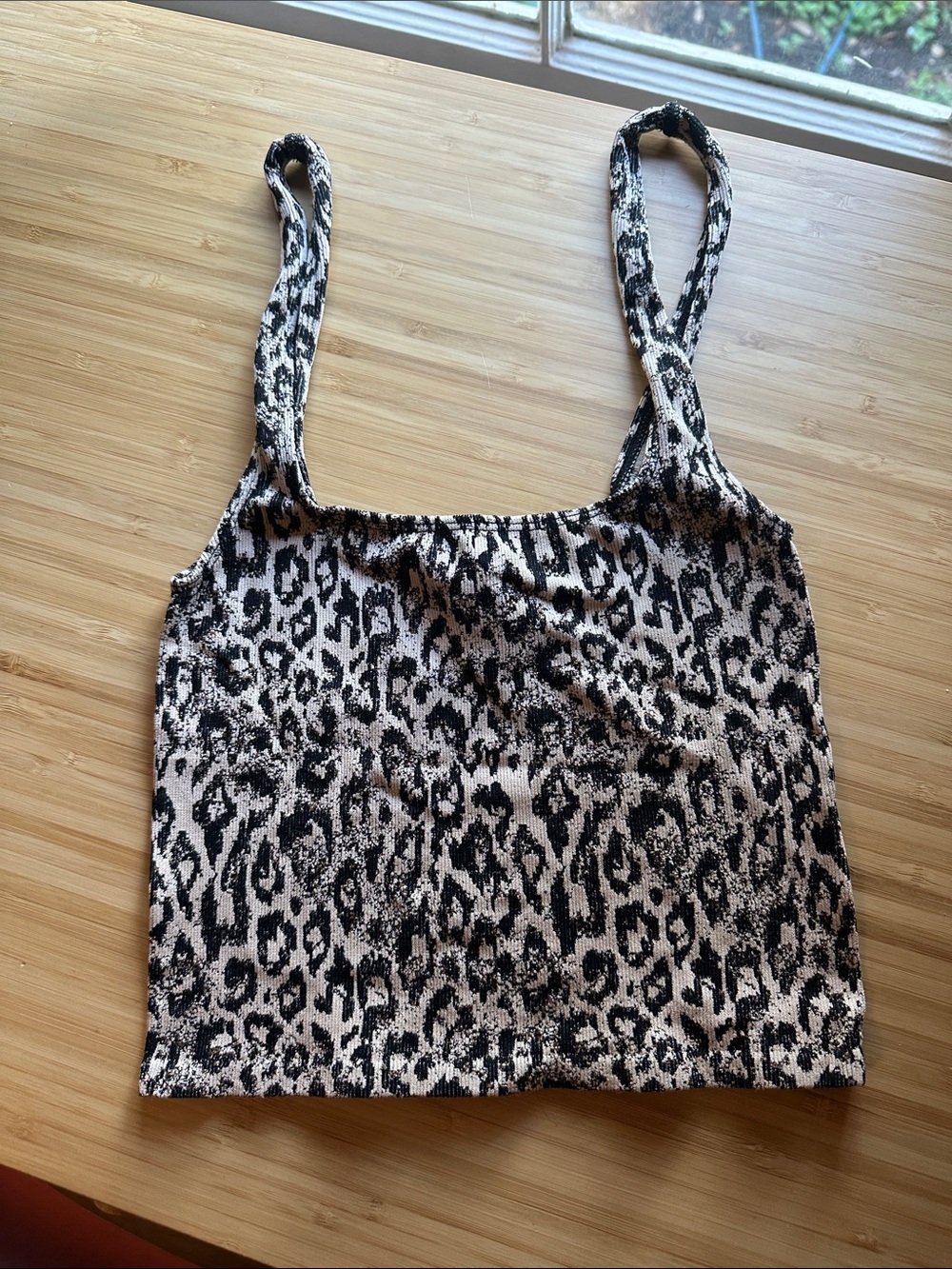 Anthropologie Black and White Leopard-Print Camisole